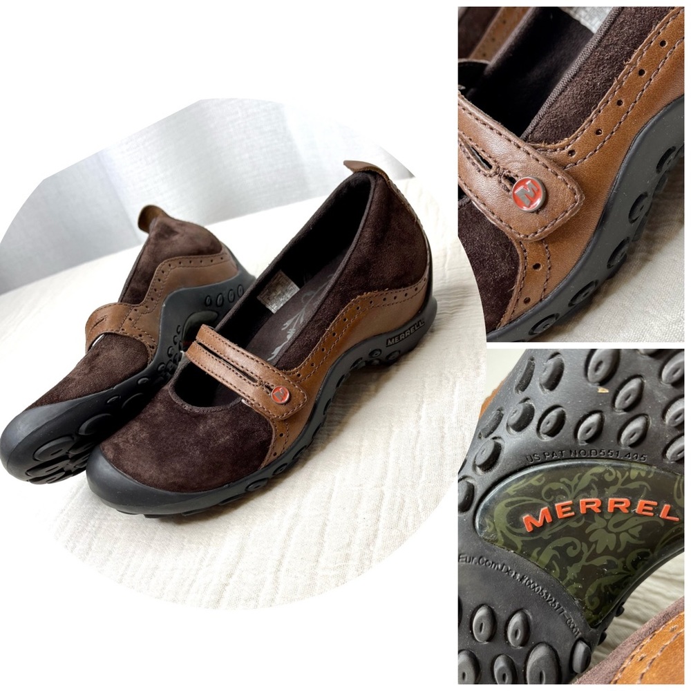 MERRELL Plaza Bandeau Mary Jane Sneakers Flats Leather Rubber Suede Brown 8